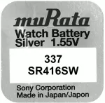 Baterija - Murata 337 (SR416SW) 1.55V Sidabro Oksido Laikrodžio Baterija 10 vnt.