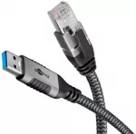 Goobay 70695, USB A, RJ-45, 15 m, Juodas, Sidabrinis