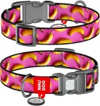 Collar Wau Dog antkaklis &scaron;unims i&scaron; nailono su QR adresatų plok&scaron;tele L 25mm/33-49cm bananai (282-4055)