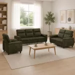 Sofa Sofos komplektas 3 vnt. Armijos Žalia Dirbtinė suedė oda