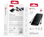 FORCELL F-ENERGY F30K6 daugiafunkcis i&scaron;orinis akumuliatorius su įmontuotais Type C ir Lightning kabeliais, PD QC3.0 3A 65W 27000 mAh, juodas