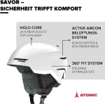 Atomic Savor slidinėjimo &scaron;almas baltas, dydis L, unisex suaugusiems, 360&deg; prigludimo sistema, auk&scaron;čiausios kokybės apsauga nuo smūgių, aircon ventiliacijos sistema, galvos apimtis 59-63 cm
