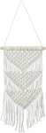 Relaxdays macrame sienos dekoracija, rankų darbo, boho stiliaus, 70 cm auk&scaron;čio x 25,5 cm pločio, medvilnė ir medis, kreminė