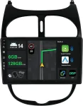 Automagnetola [6g + 128g] Ips 9 colių android 14 automobilinis radijas peugeot 206 2002-2010 su navi octa core [integruotas carplay/android car/dsp/mirror link/gps navi/360 kamera/bluetooth 5.0/wifi/usb