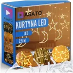 &Scaron;viesos užuolaida, led kalėdinės lemputės, &scaron;ventinės žvaigždės, &scaron;iltos, su kabliukais