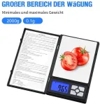 Uniweigh 2kg 0,1 g skaitmeninės virtuvinės svarstyklės svorio metimui, ne&scaron;iojamos mini svarstyklės gramais ir uncijomis su taros funkcija, ap&scaron;vietimu, lcd ekranu, mažos maisto svarstyklės žolelėms, prieskoniams, juvelyriniams dirbiniams, auksui, kavai, m