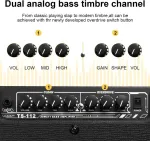 Ts-112 bosinės gitaros stiprintuvas 30w elektrinis bosinis combo stiprintuvas su integruotu valymu ir distortion overdrive dvigubo tono perjungimo pratimais