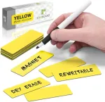 2doboard Magnetinės juostelės, ant kurių galima ra&scaron;yti &ndash; 7,5 cm x 2,5 cm geltonos &ndash; 25 vnt. pakuotė &ndash; magnetinės lentelės, skirtos ra&scaron;ymui &ndash; &scaron;aldytuvui, lentai ir juodai lentai &ndash; magnetinės etiketės