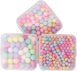 Spalvingi plastikiniai apvalūs karoliukai be skylės, mieli dekoratyviniai karoliukai, gražūs žavūs pasteliniai karoliukai papuo&scaron;alų gamybai su dėžute, 3 dėžutės