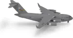 Herpa U.s. Air Force Boeing C-17a Globemaster Iii - 437th Airlift Wing Spirit of The Candy Bomber Miniatiūrinis 1:500 mastelio kolekcinis modelis be pagrindo, metalinis