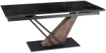 Mebel Elite I&scaron;skleidžiamas stalas su keraminiu stalvir&scaron;iu, 180&ndash;240 cm, juodo marmuro ir rie&scaron;utmedžio spalvos