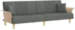 Fotelis Sofa-lova su porankiais, tamsiai pilkos spalvos, audinys