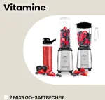Zeegma Vitamins daugiafunkcinis 4-in-1 mai&scaron;ytuvas su stovu, 1050 W, su 1 l ąsočiu, elektrinis sulčiaspaudės mai&scaron;ytuvas, kokteilių plaktuvas su saugos užraktu, kavos malūnėlis, kryžminiai peiliukai, 2 x peiliukų rinkiniai (1 l, 1050 W)