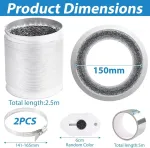 I&scaron;traukimo žarnos skersmuo 150 mm 2,5 m lanksti žarna pvc ventiliacijos žarna su aliuminio juosta 50 mm x 5 m ir 2 žarnų spaustukai nerūdijančio plieno aliuminio i&scaron;traukimo vamzdis oro kondicionieriui džiovyklei
