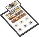 Eyesen mobilusis juostelių skaitytuvas, konvertuoja 35 mm skaidres ir negatyvus į Jpg skaitmeninį formatą su i&scaron;maniojo telefono kamera, 12 x 9 colių ne&scaron;iojamas itin plonas Led &scaron;viesos skydelis