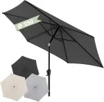 Doppler Jack skėtis sodui 250 cm, tamsiai pilkas - apvalus skėtis balkonui ir terasai - sulankstomas skėtis - skėtis balkonui - skėtis su rankena - sodo skėtis su rankenėle