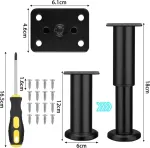 Zocipro baldų kojelės, 4 vnt., reguliuojamo auk&scaron;čio, 12&ndash;18 cm, juodo metalo su varžtais, apvalios keičiamos atraminės kojelės, baldų kojelės, reguliuojamos baldams, sofai, spintelės kojelės, lovoms