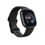 I&scaron;manusis laikrodis Fitbit Versa 4, Grafito spalvos korpusas su juodos spalvos silikoniniu dirželiu