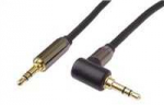 &bdquo;PremiumCord HQ&ldquo; ekranuotas stereo kabelis, 3,5 mm lizdas - 3,5 mm lizdas, 90&deg; kampu, 3 m