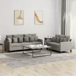 Sofa Sofos komplektas su pagalvėlėmis, 2 dalių, taupe, audinys