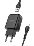 Telefono įkroviklis Hoco USB A 2A 10W + laidas USB A į Lightning N2 juodas