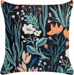 Beliani Lumarko Dekoratyvinė veliūrinė pagalvė su gėlėmis 45 x 45 cm juoda ir žalia OSMUNDA!
