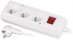 Jonex Prailginamasis laidas su trijų krypčių lizdu su jungikliu 3x2p+Z 10A 3m baltas