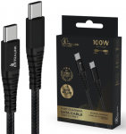 Extralink Smart Life Braided 100W USB Type-C į Type-C 480 Mbps, 20V 5A 2m juoda