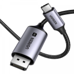 Ugreen CM556 kabelis su USB-C ir DisplayPort 8K jungtimis, 2 m ilgio - pilkos spalvos