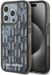 Karl Lagerfeld Liquid Glitter Monogram Gradient dėklas telefonui Apple iPhone 15 Pro juodos spalvos