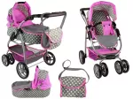Alice Lėlių vežimėlis Lean Toys 2in1 su krep&scaron;iu, pilkas
