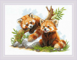 Uab Riolis Kryželiu siuvinėjimo rinkinys Raudonosios pandos jaunikliai 40x30 SR2257