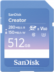&bdquo;SanDisk Creator SDXC 512 GB&ldquo; 10 klasės UHS-II/U3 V60 atminties kortelė (SDSDXEP-512G-GNCIS)