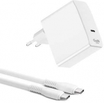 XPECT GaN 140W įkroviklis su 1.5m USB-C kabelis, baltos spalvos