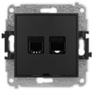 Karlik Elektrotechnik 12IGTKBO ICON Telefono lizdo mechanizmas 1xRJ11 + kompiuterio lizdas 1xRJ45 kat. 5e 8 kontaktų be įrankių, be apra&scaron;ymo matinė juoda 12IGTKBO