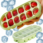Ledų formelė 12 kubelių su dangčiu ir silikoniniu dugnu