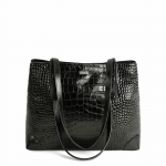 Large Leather Shopper Bag Solier FL56 Alen &ndash; Juodas