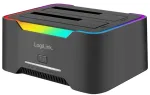 LogiLink Dviejų dokų stotis, 2 prievadai, USB-C 3.2 Gen 1, 2,5" ir 3,5", klonavimas be kompiuterio, juoda