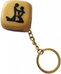 Diablo Picante Golden Dice Keychain 30mm - Elegant Gold Adventure Priedas