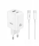 Įkroviklis XO kroviklis jungiama į tinklą CE36 PD 45W 1x USB-C 1x USB balta + kabelis USB-C - USB-C
