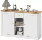 TV staliukas Koduva Sideboard su stalčiumi, spintelėmis ir lentynomis, balta, 120 x 35 x 75,2 cm