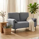 Aosom Dvivietė sofa, pilka, aksomo imitacijos audinys, 127 x 72 x 84 cm