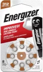 Cinko-oro baterija AC312E (V312, HA312, PR41, 7002ZD) klausos aparatui 1,45 V Energizer 8 vnt. lizdinėje pakuotėje
