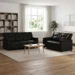 Sofa Sofos komplektas 2 vnt. Juoda Dirbtinė oda