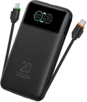 Ne&scaron;iojamasis įkroviklis (powerbank) Veger Fuerza 10 (W1212B) PD 20W 10000 mAh su įmontuotais USB C / Lightning kabeliais, juodas