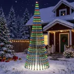 LED Kalėdų medis 370 cm 1008 LED Įvairių spalvų Plienas Žalia