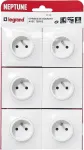 Legrand Neptune 3680w Sieniniai Lizdai su Įžeminimu, Balti, 6 vnt.