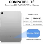 Sengbirch Ipad Mini 7 (a17pro) 8.3 colių 2024 Klaviatūros dėklas - prancūzi&scaron;ka Azerty klaviatūra, nuimamas belaidis bluetooth klaviatūros dėklas, skirtas Ipad Mini 7 8.3 colių 2024, levandų spalvos