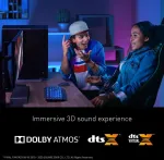 Kompiuterio kolonėlės Panasonic Sc-htb01 kompiuteriniai žaidimų garsiakalbiai su integruotu žemų dažnių garsiakalbiu (dolby Atmos ir Dts:x, Bluetooth, didelės rai&scaron;kos garsas, Hdmi) juodi