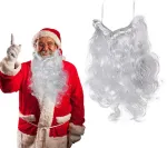 Santa barzda, 40 g santa barzdos perukas santa kaukė vyri&scaron;kas kostiumas suaugusiųjų santa barzdos rinkinys kalėdinė barzda santa kostiumas balti aksesuarai, kalėdiniams aksesuarams (40 cm)